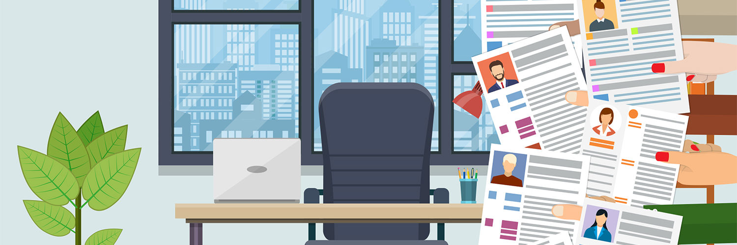 Billede der viser en tom stol og en mange hænder der står med en ansøgning om at få den stol