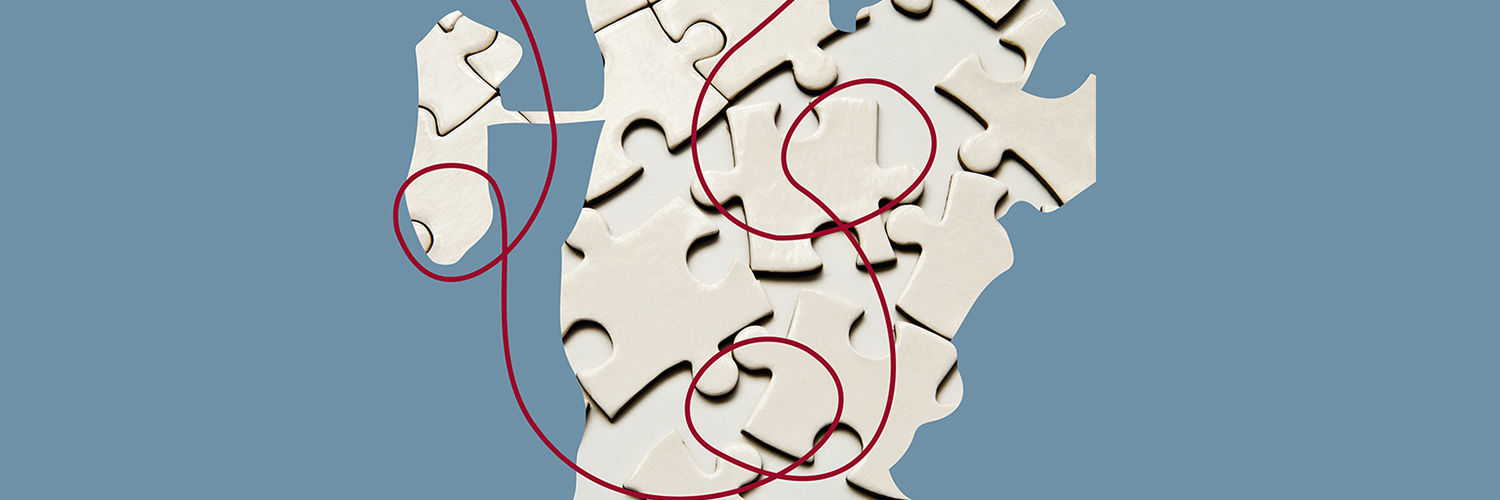 Illustration der viser et omrids af Tønder Kommune med en rød tråd omkring